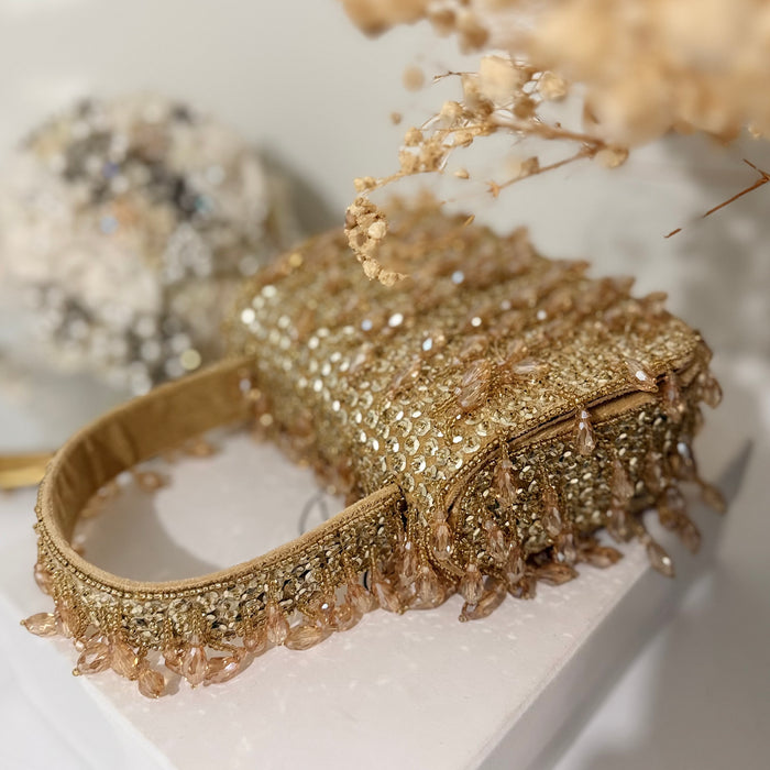 Gold Top Handle Bag: Bridal Mini Clutch