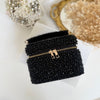 Black Crystal Vanity Case Bag | Suede Bridal Evening Bag