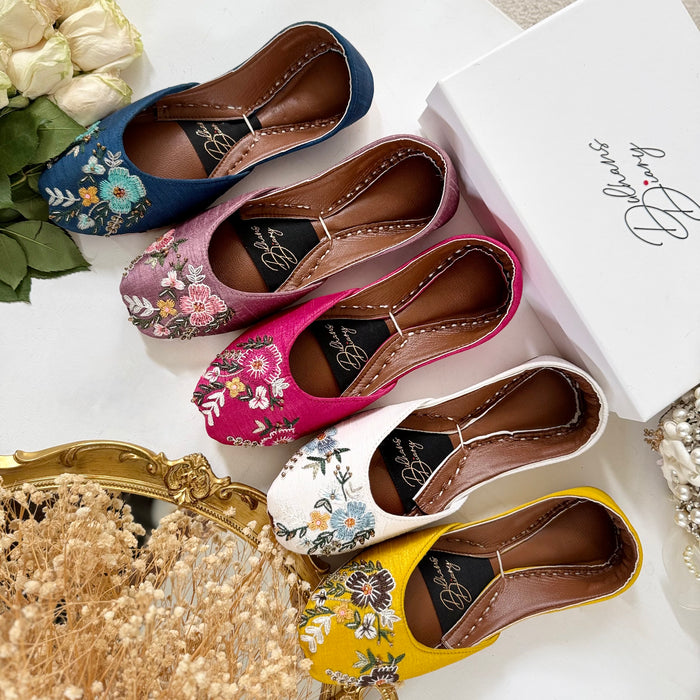 Handmade Floral Hand Embroidered Jutti: Punjabi Khussa Shoes
