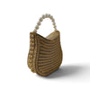 Bridal Pearl Metal Clutch: Gold Top Handle Bag