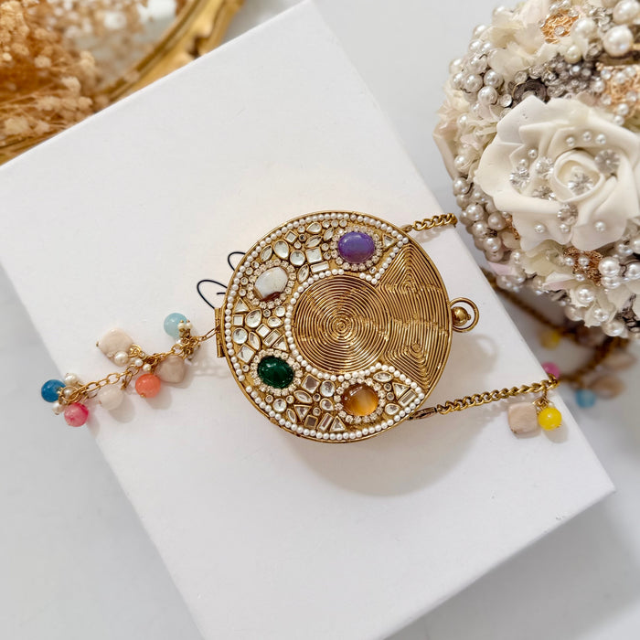 Mini Multi-Color Natural Gemstone Round Clutch