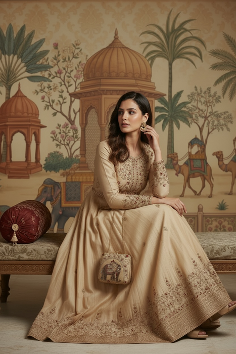 Mughal Inspired Raw Silk Clutch