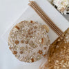 Beige Round Shape Mini Clutch: Handmade Statement Bag