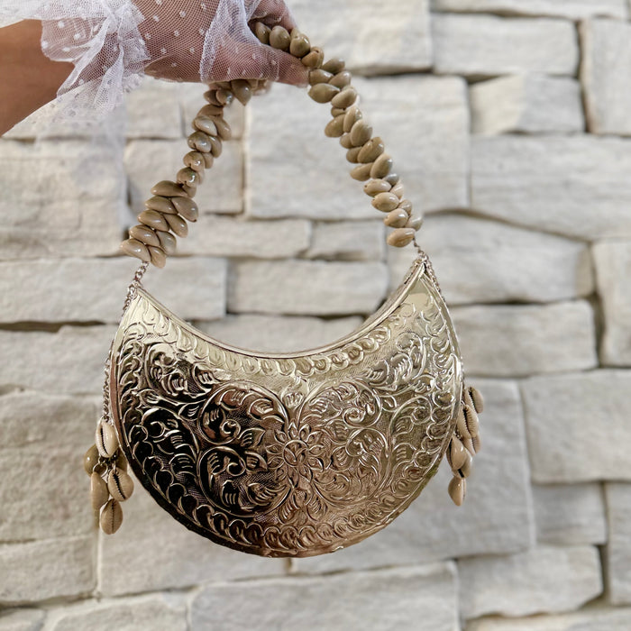 Moon Shape Brass Clutch