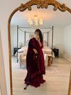 Maroon Crystal Vanity Case Bag | Suede Bridal Evening Bag