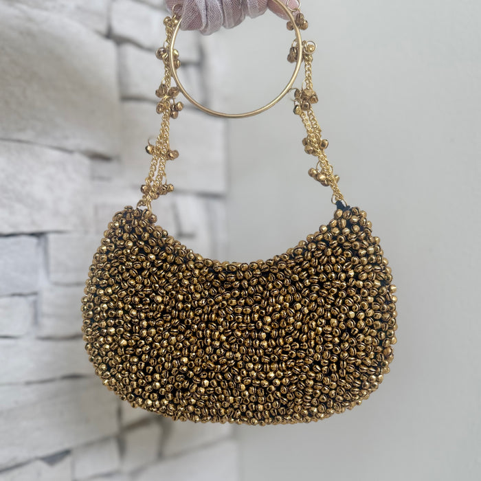 Metal Clutch with Ghungru | Statement Evening Bag