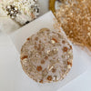 Beige Round Shape Mini Clutch: Handmade Statement Bag