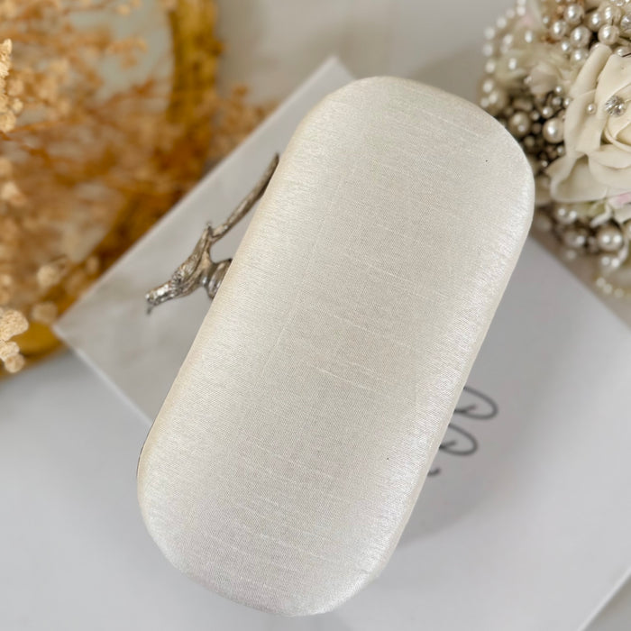 Ivory Bird-Motifs Bridal Clutch