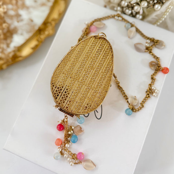 Peach Onyx Tear Drop Mini Clutch -Natural Gemstone Clutch