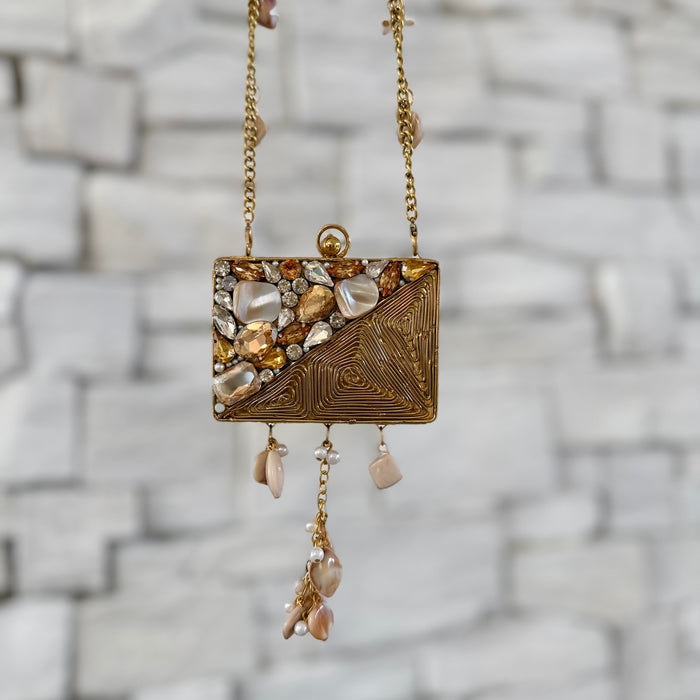 Mini Clutch With MOP and Rhinestones