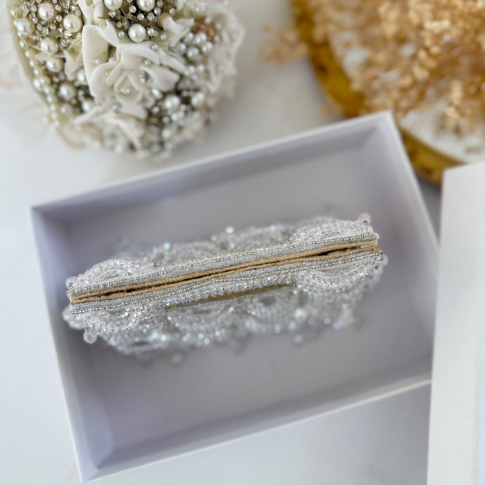 Mini Silver Crystal Clutch