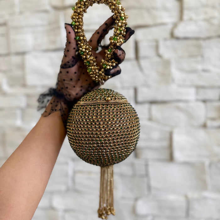 Emerald Green Statement Bag | Crystal Bridal Bracelet Bag