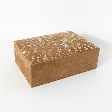 Gold Zardozi Work Trousseau Box - Bridal Keepsake Box