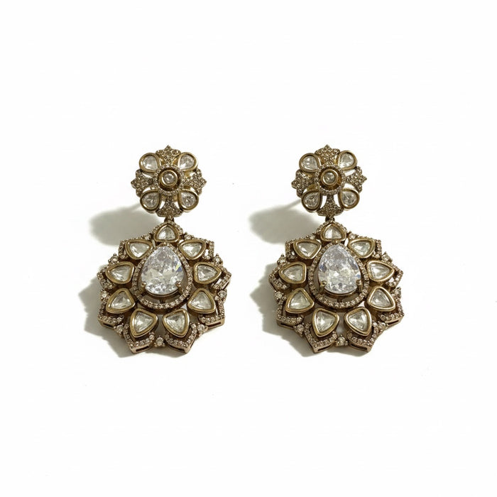 Gold and Silver Kundan Necklace - Premium Kundan Necklace Set