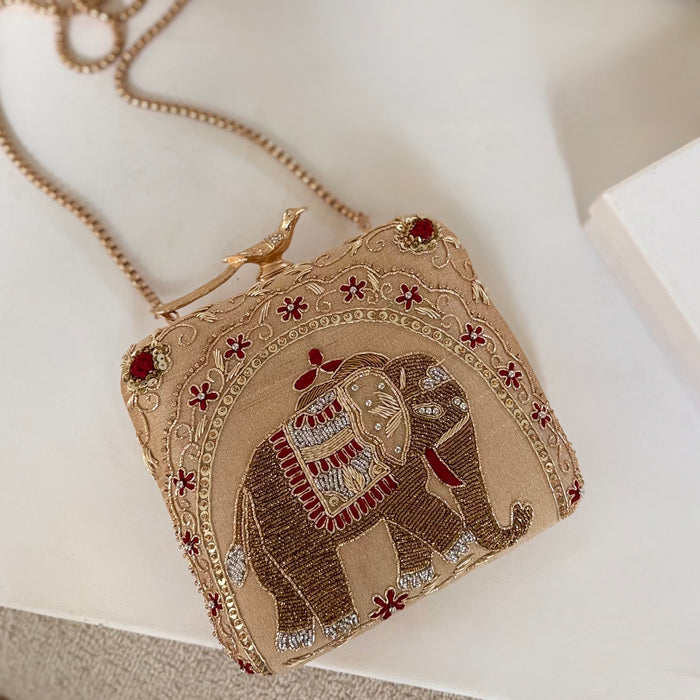 Mughal Inspired Raw Silk Clutch