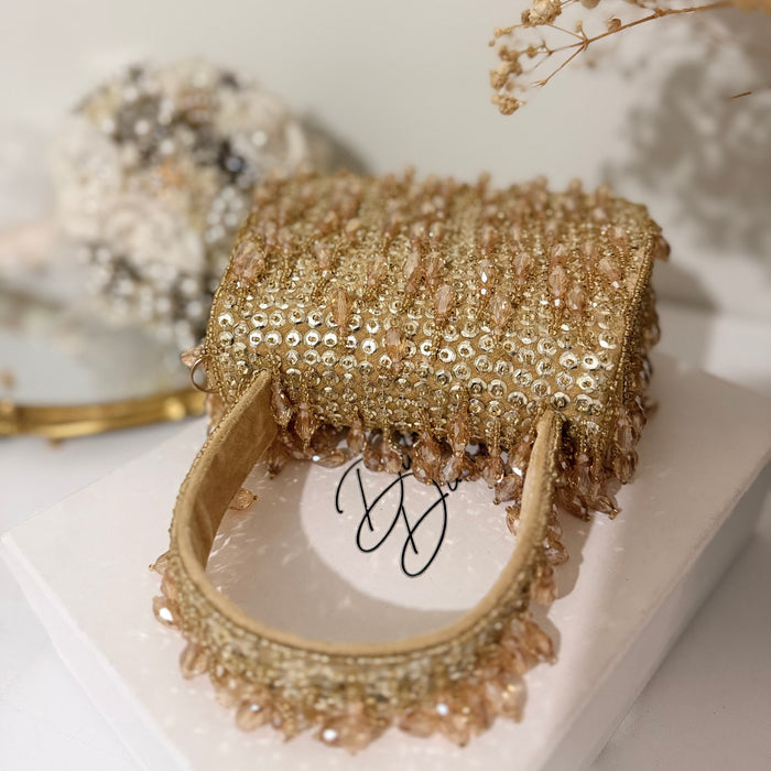 Gold Top Handle Bag: Bridal Mini Clutch