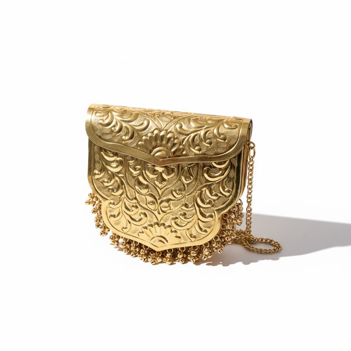 Gold Plated Brass Clutch: Vintage Style 24k Gold Plated Brass Clutch