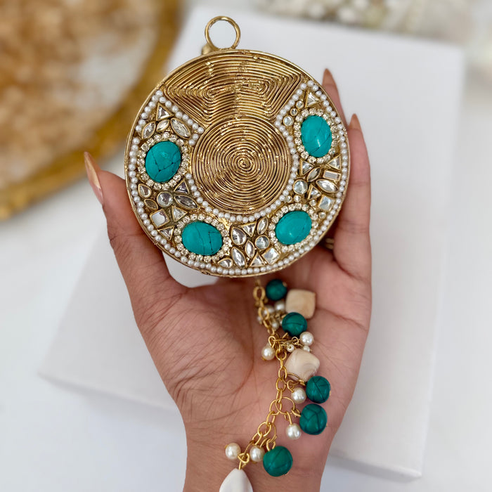 Natural Turquoise Stone Clutch - Mini Gemstone Clutch