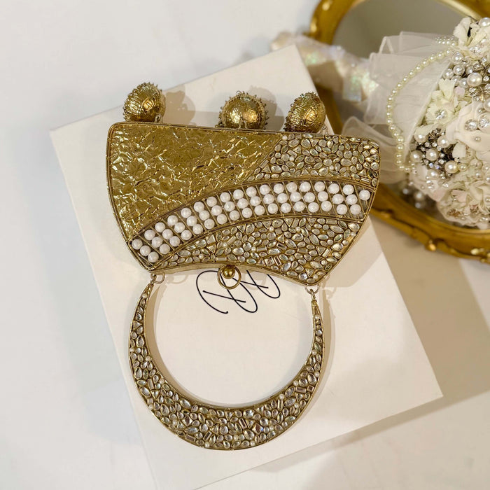 Kundan Brass Clutch with Jhumka Vintage Style Handbag