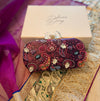 Purple Paisley Clutch | Hand-embroidered Bridal Clutch Bow Clasp