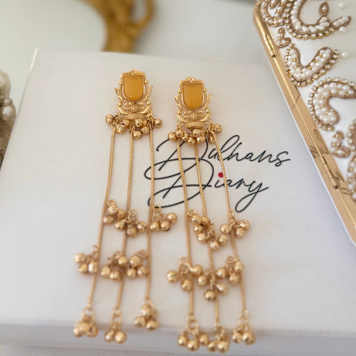 Kashmiri Statement Jhumkas: Multicolor Gold plated Traditional Earrings