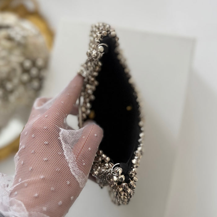 Metal Clutch with Ghungru | Statement Evening Bag
