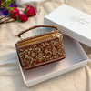 Embroidered Vanity Case Bag | Hand Embroidered Suede Bridal Bag