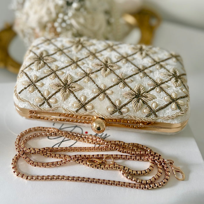 Ivory Beaded Bridal Clutch