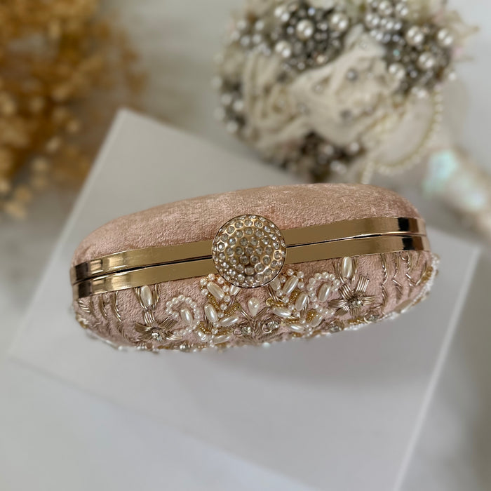 Handmade Light Peachy Pink Bridal Clutch 
