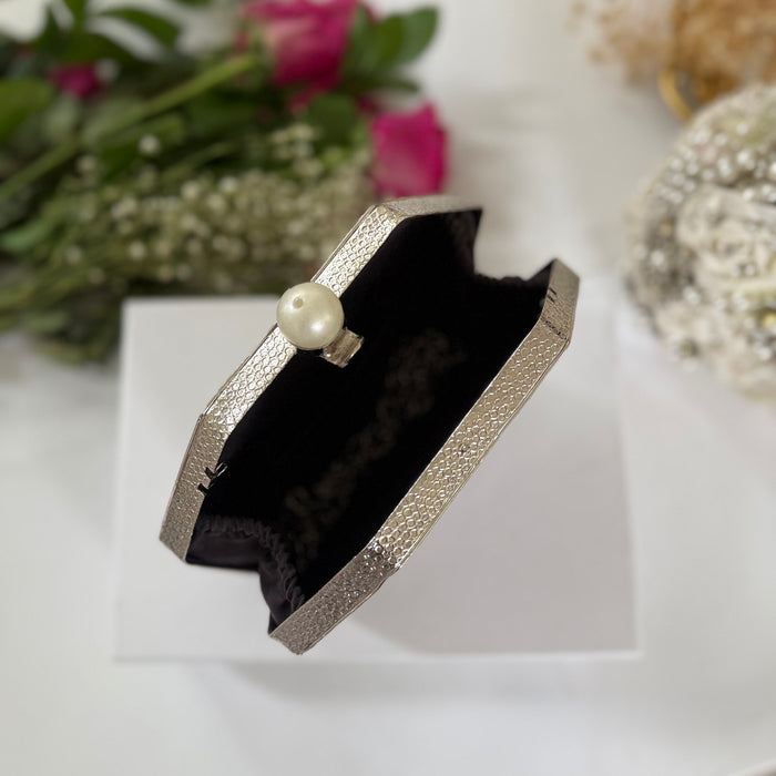 Silver Plated Clutch: Mother of Pearl Evening Bag