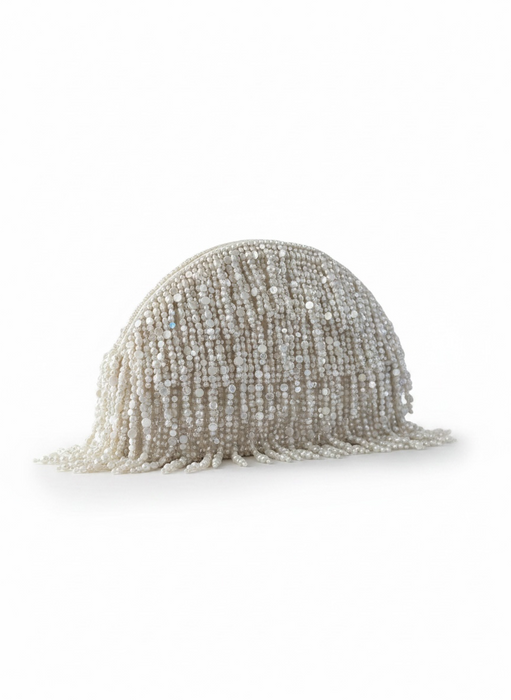 Pearl Fringe Evening Bag – Ivory Bridal Clutch