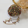 Multicolor Hand-Embroidered Heart-Shaped Kundan Clutch
