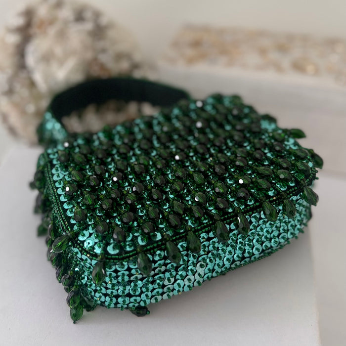 Emerald Green Top Handle Bag: Bridal Mini Clutch