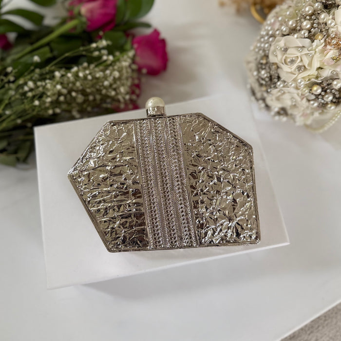 Silver Plated Clutch: Mother of Pearl Evening Bag