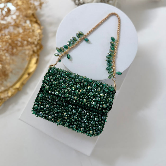 Emerald Green Mini Crystal Clutch