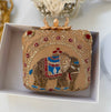 Mughal Inspired Clutch | Zardozi Elephant Motif & Large Flower Knob