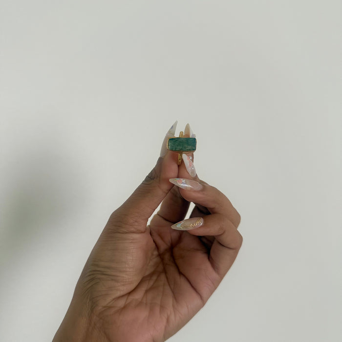 Natural Kyanite Statement Ring | Handcrafted Brass Gemstone Ring