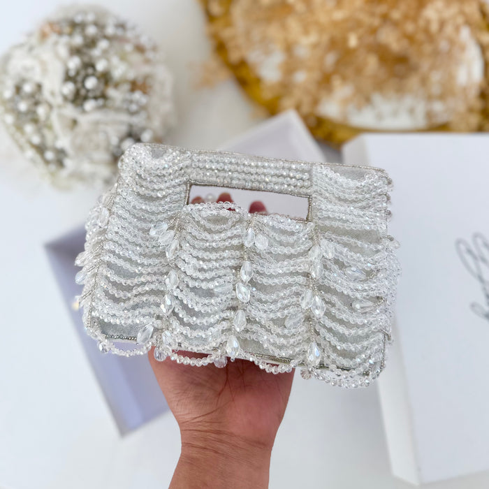 Mini Silver Crystal Clutch