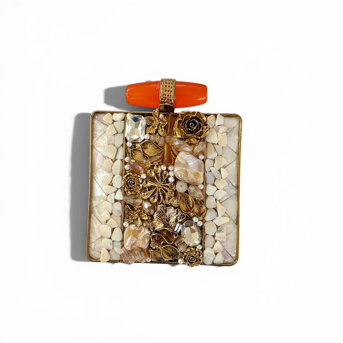 Mini Mother of Pearl Clutch : Gold Statement Clutch