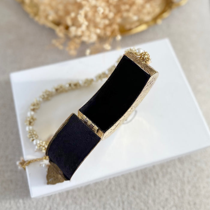 Mini Moon Shape Brass Clutch: Gold Vintage Style Handbag