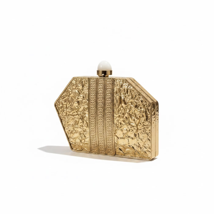 Mother of Pearl Clutch: Gold Leaf Bridal Evening Bag