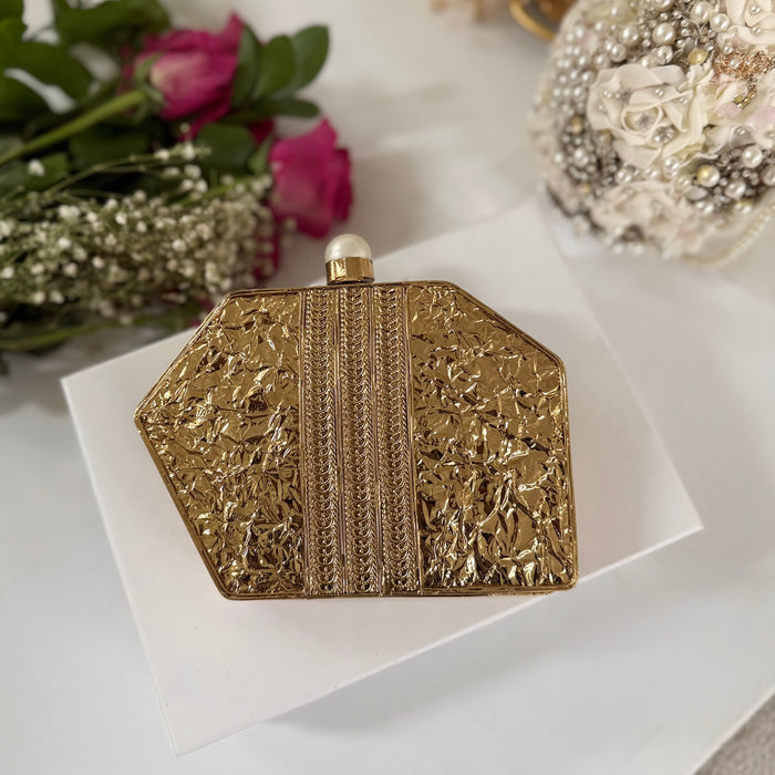 Gold Plated Clutch: Mother of Pearl Evening Bag