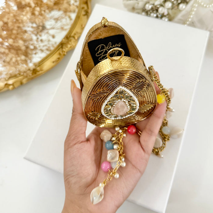 Rose Quartz Tear Drop Mini Clutch -Natural Gemstone Clutch