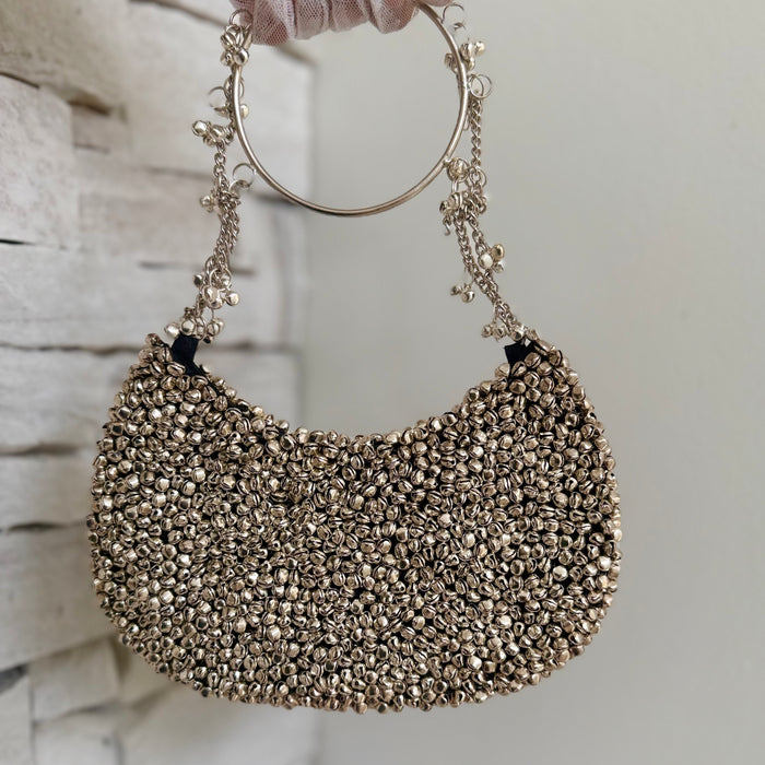 Metal Clutch with Ghungru | Statement Evening Bag