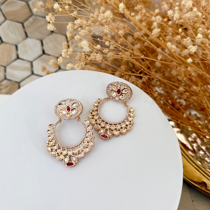 Original Kundan Foil Brass Earring- Gold Plating & Micron Polish