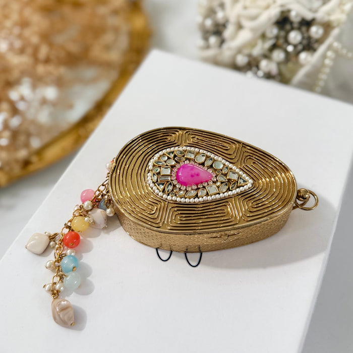 Fuchsia Onyx Tear Drop Mini Clutch -Natural Gemstone Clutch