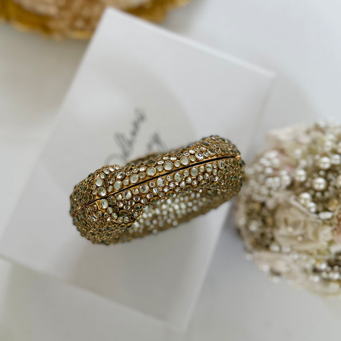 Kundan Stone Mini Clutch: Gold Mini Statement Clutch