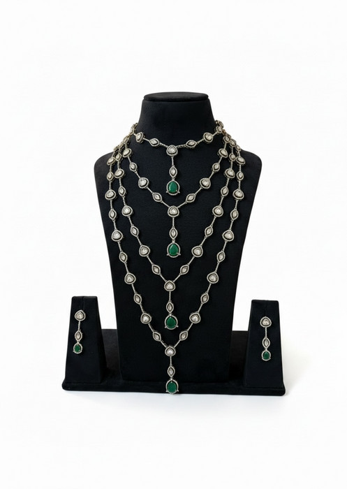 Emerald Green Bridal Necklace Set- Layered Necklace Set