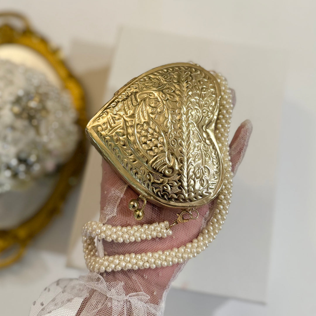 Heart Shape Mini Brass Clutch | Statement Clutch