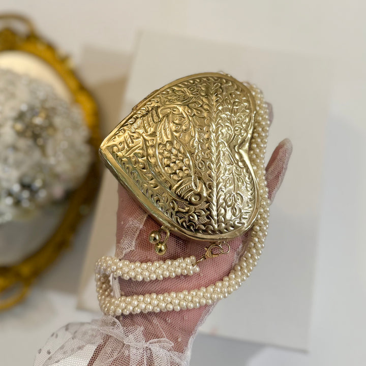 Heart Shape Mini Brass Clutch | Statement Clutch